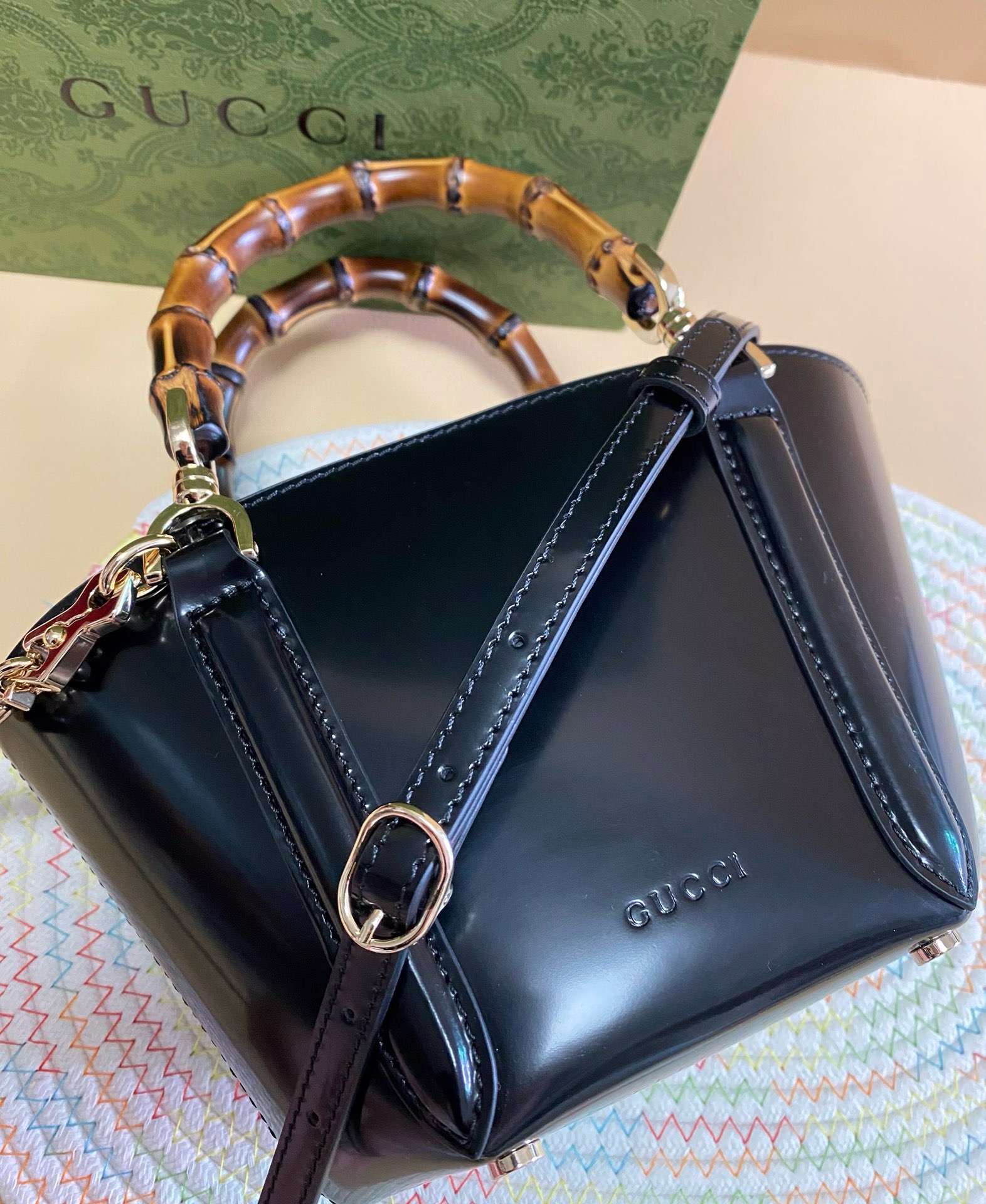 Gucci Mini Bamboo Top Handle Tote Bag in Black