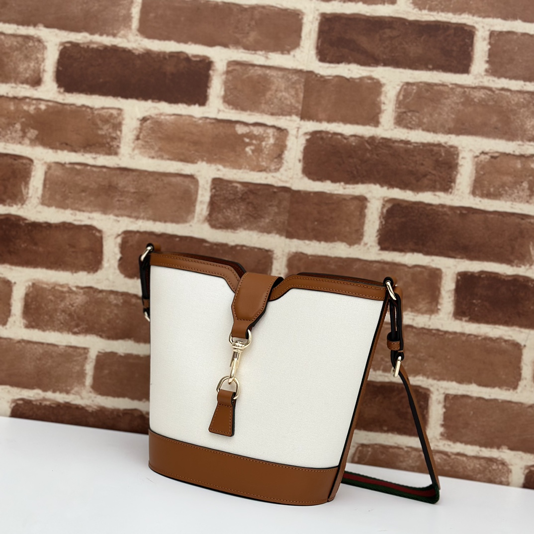 Gucci Mini Canvas & Leather Bucket Bag in Brown