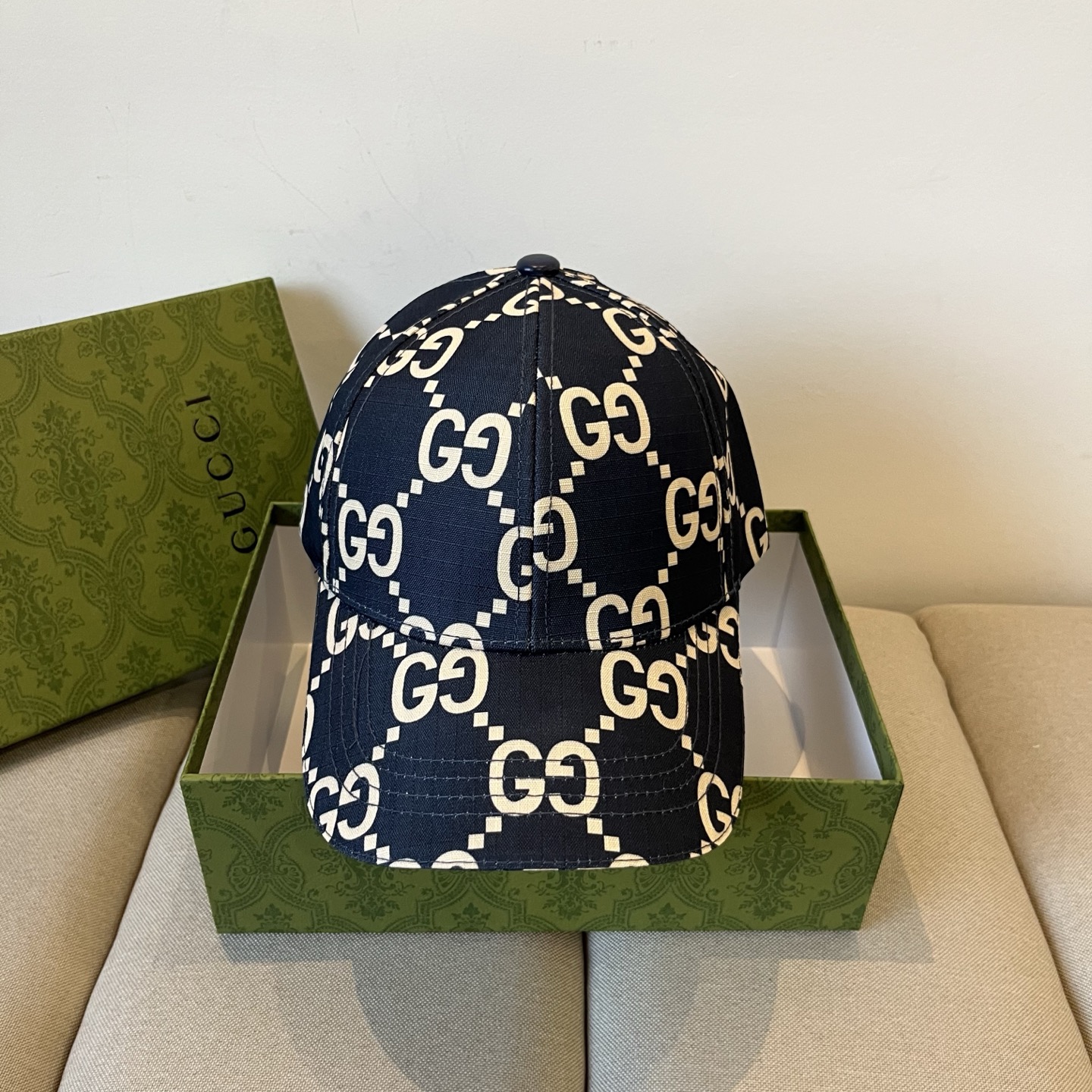 Gucci Navy GG Cap - Gucci Navy GG Canvas Baseball Cap - Designer Hat