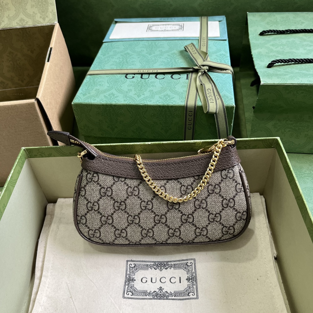 GUCCI OPHIDIA BEIGE MINI BAG WITH CHAIN