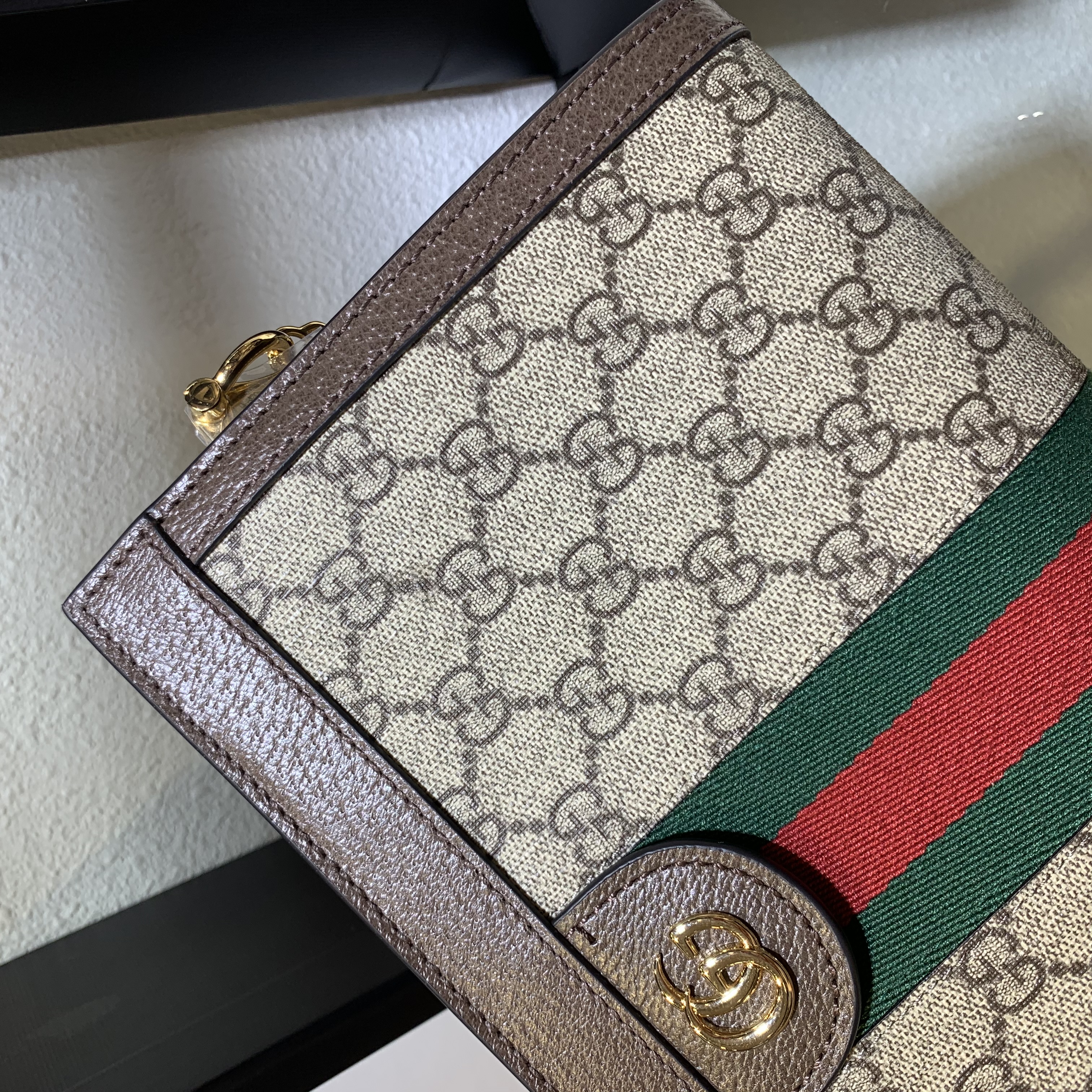 Gucci Ophidia Convertible Clutch GG Web Small Brown