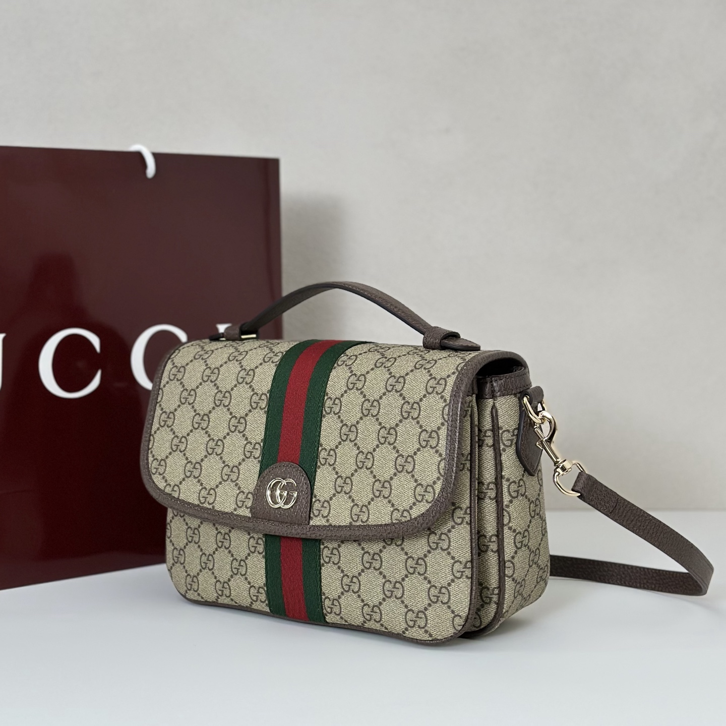 Gucci Ophidia Gg Mini Shoulder Bag Beige Ebony 772239