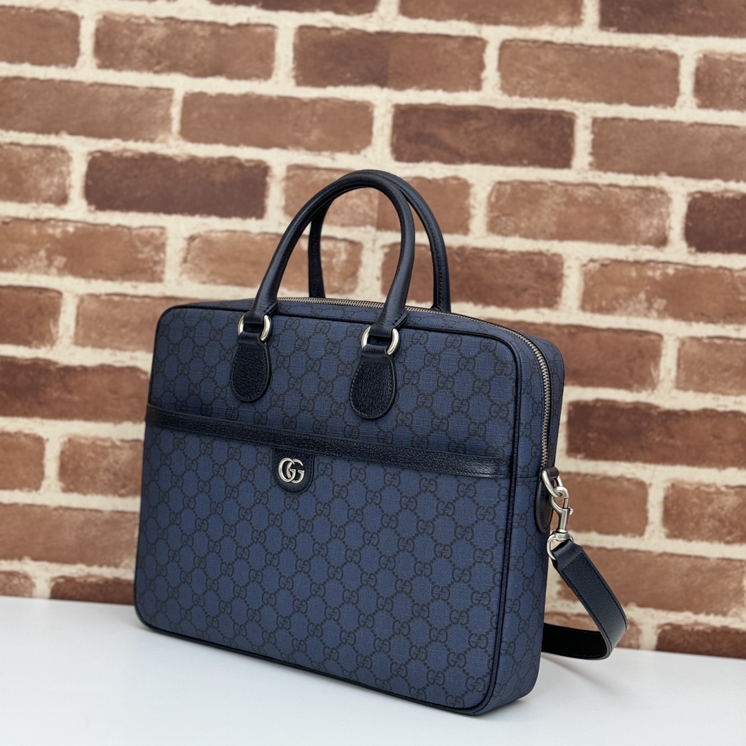 Gucci Ophidia medium briefcase in blue and dark blue GG Supreme