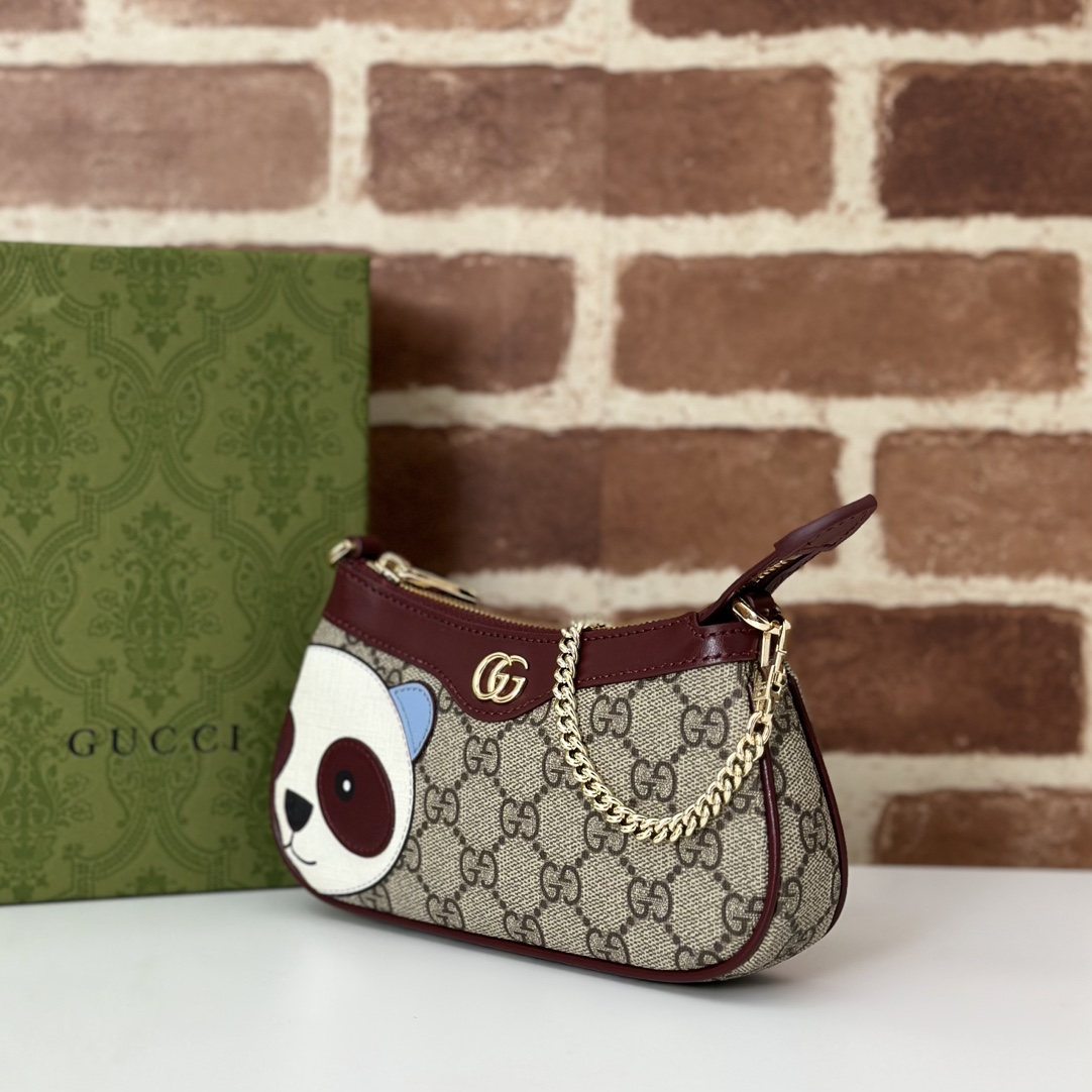 Gucci Ophidia mini bag in beige and dark brown fabric | GUCCI