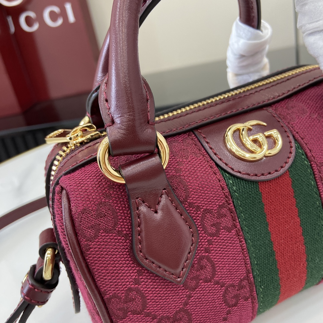 Gucci Ophidia mini boston bag in Rosso Ancora red canvas