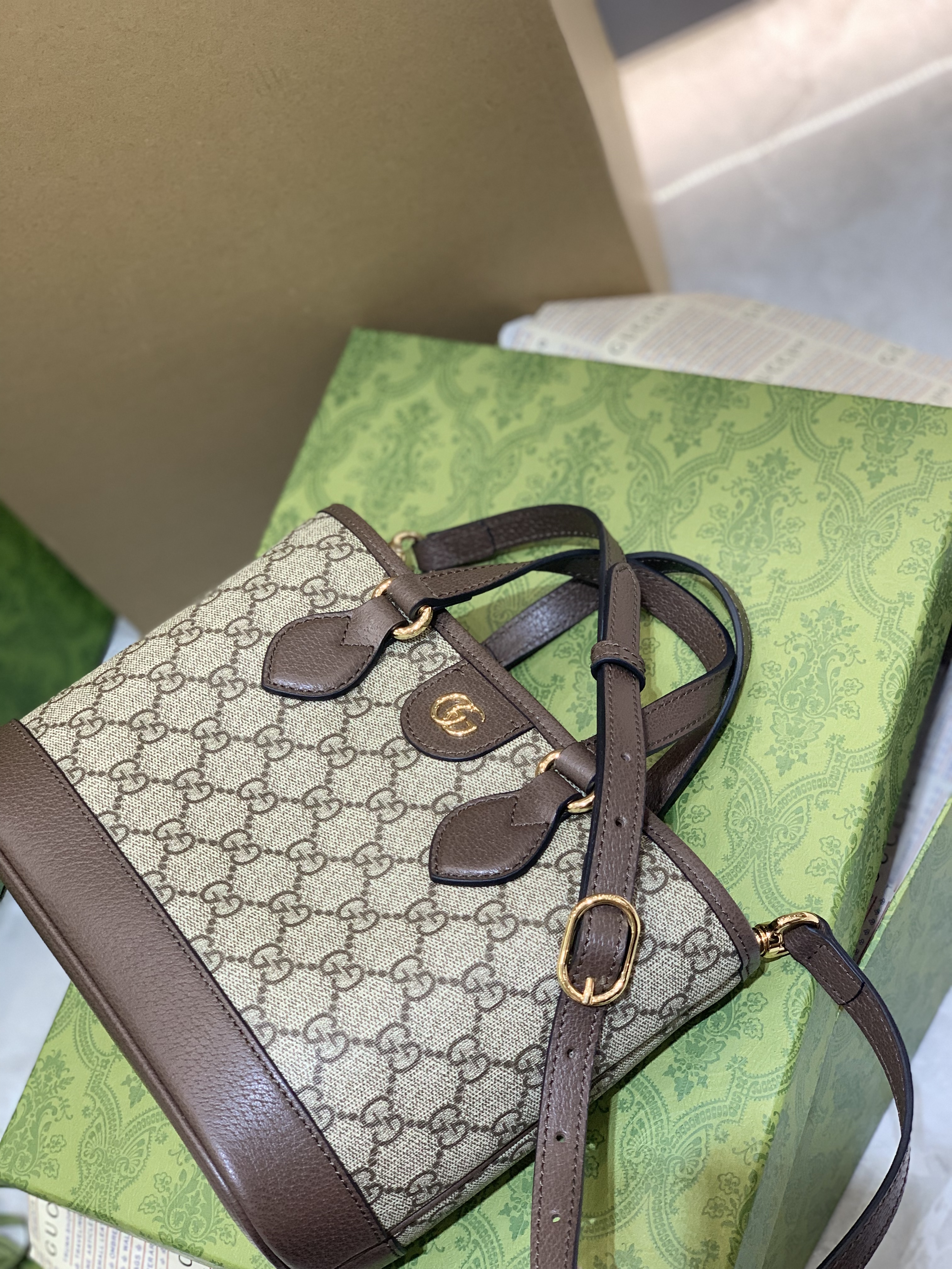 Gucci Ophidia Mini Tote - Brown