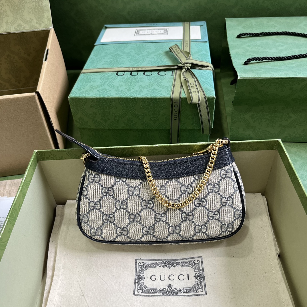 Gucci Ophidia small shoulder bag in beige and blue GG Supreme