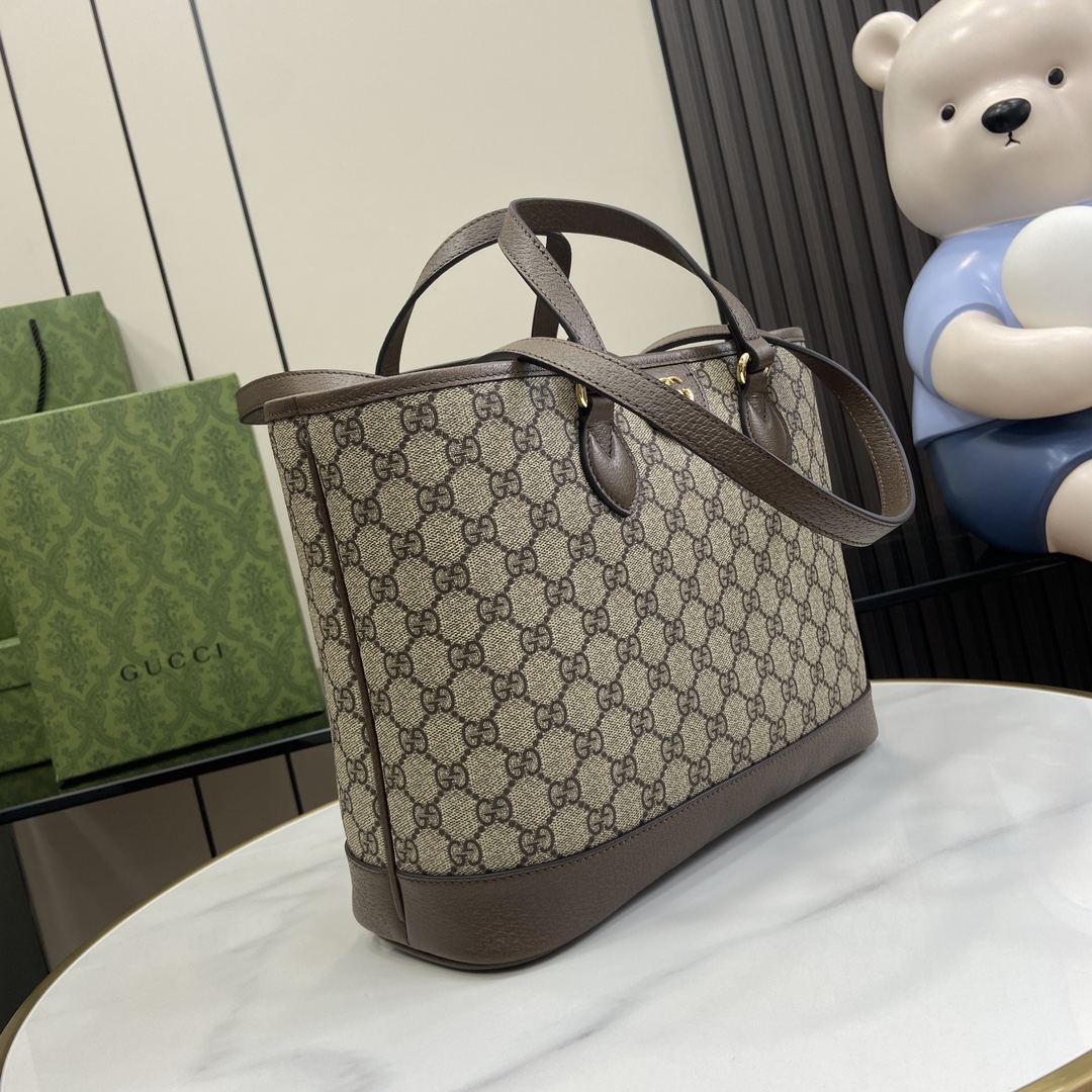 Gucci Ophidia small tote bag in beige and ebony GG Supreme | GUCCI