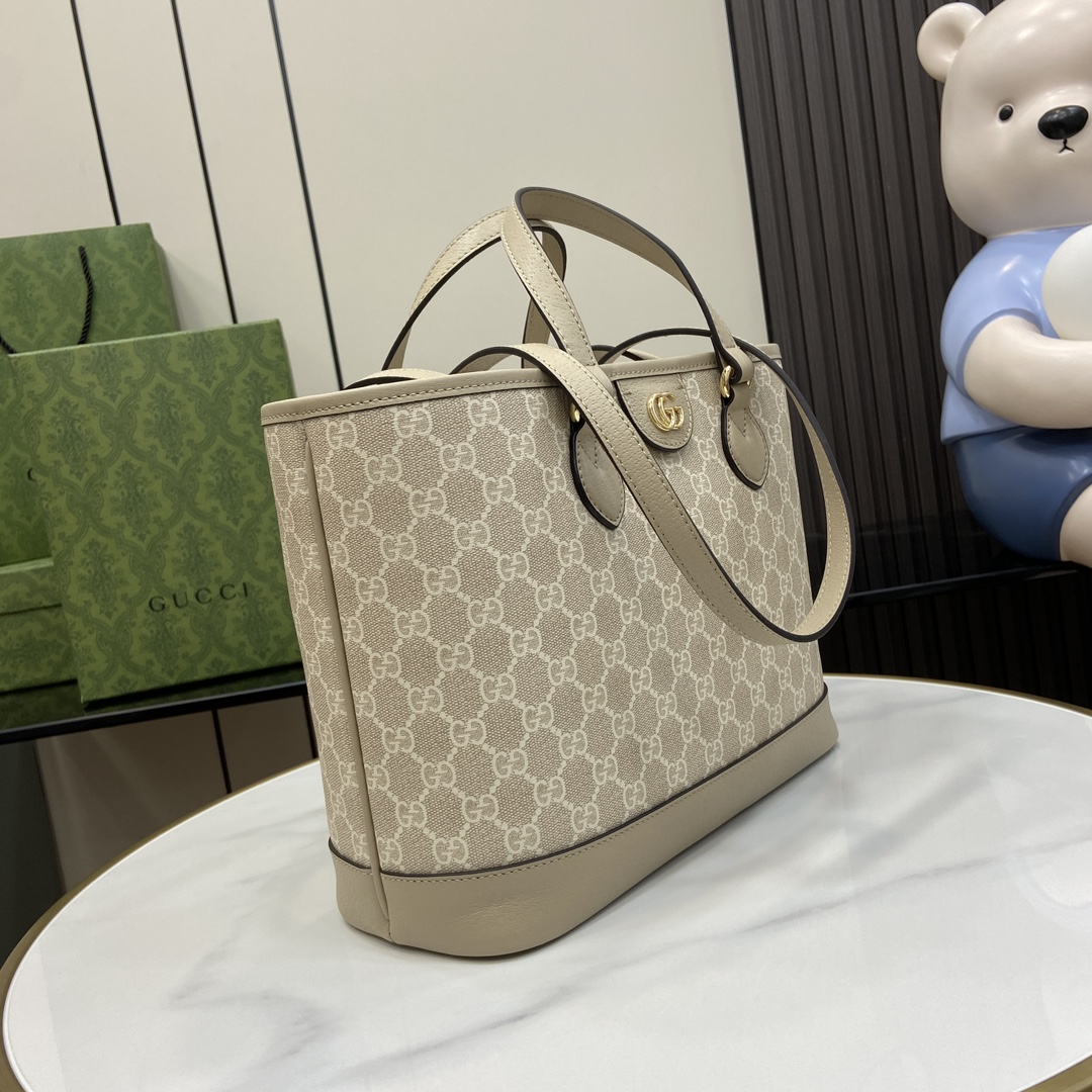 Gucci Ophidia small tote bag in beige and white GG Supreme