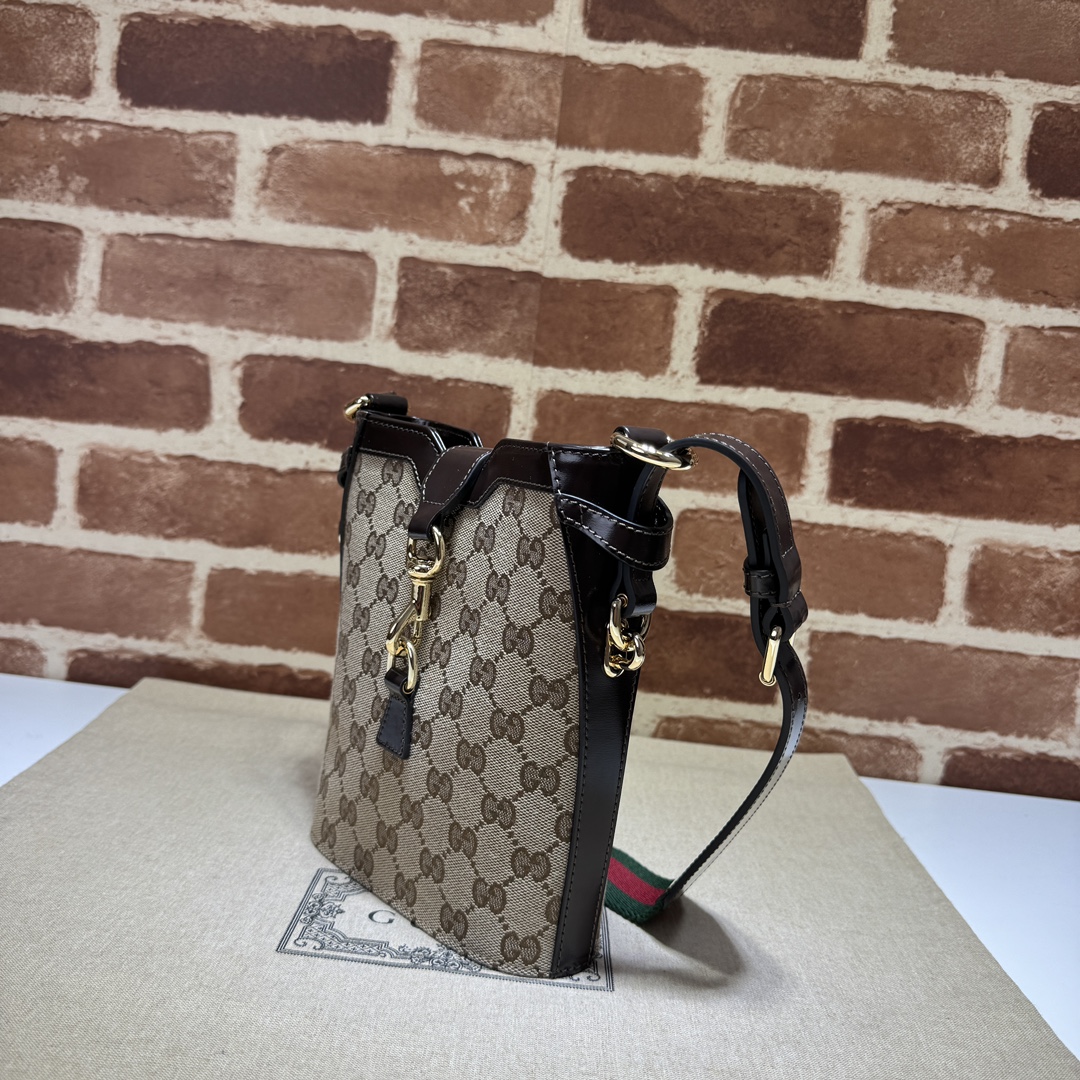 Gucci Original Canvas With Leather Bucket Shoulder Bag Crossbody Bag