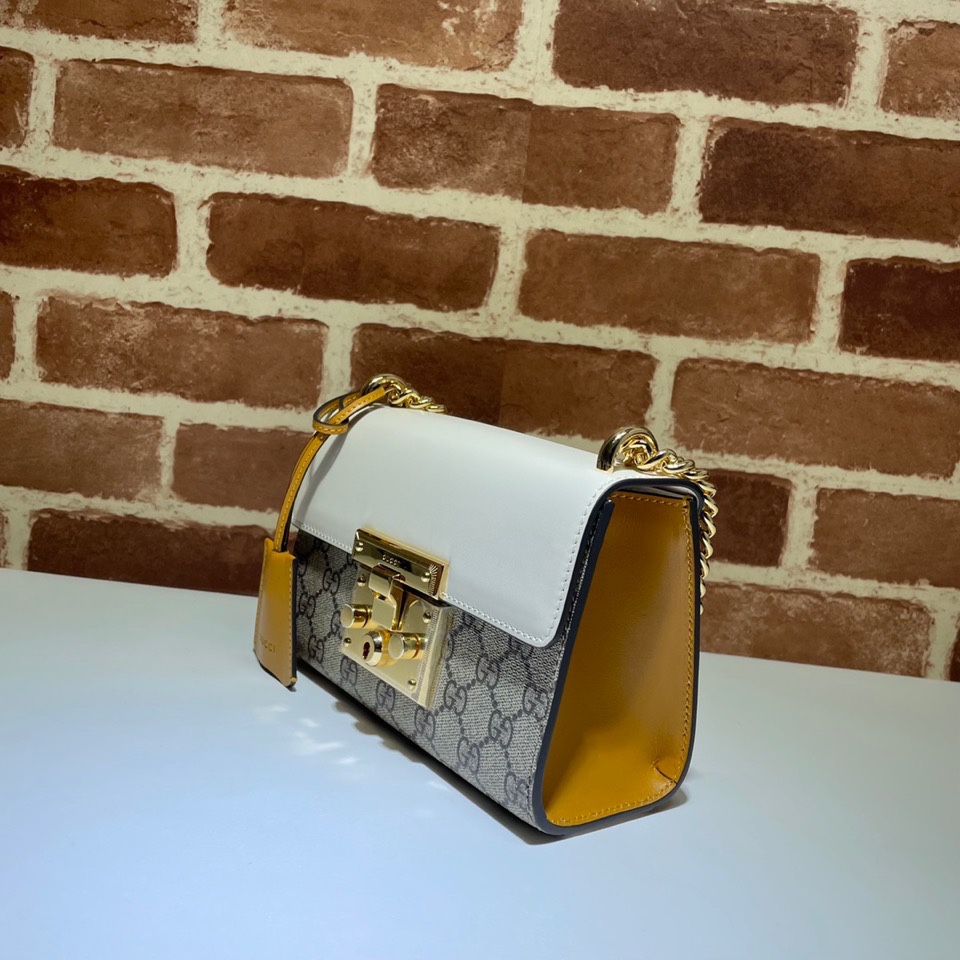 GUCCI Padlock GG Supreme white & Beige Coated Canvas