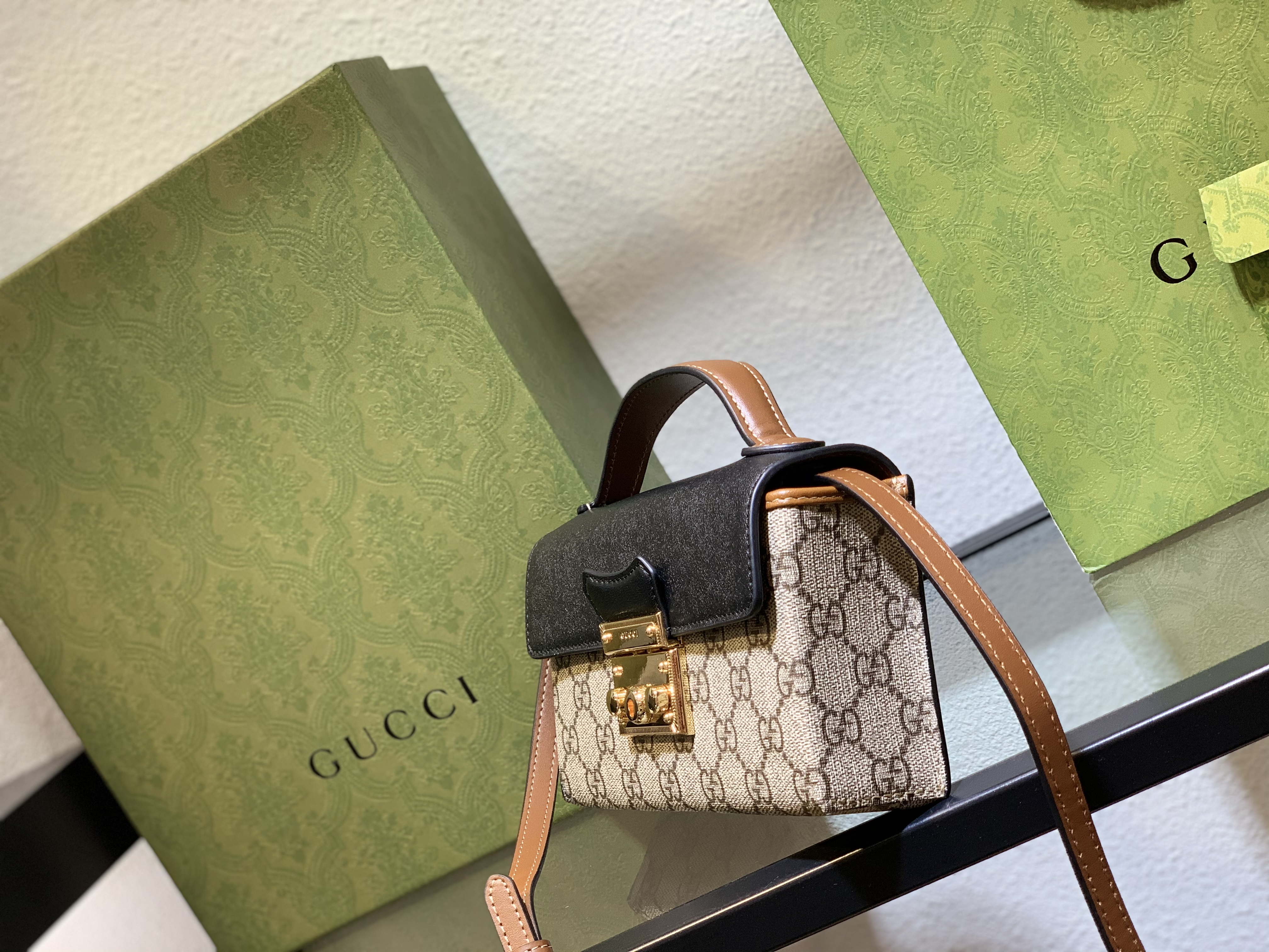 Gucci Padlock Mini Black Brown Leather