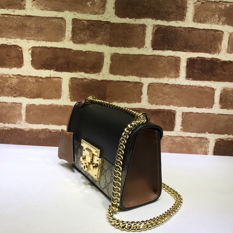 Gucci  Padlock small shoulder bag in beige and ebony GG Supreme | GUCCI