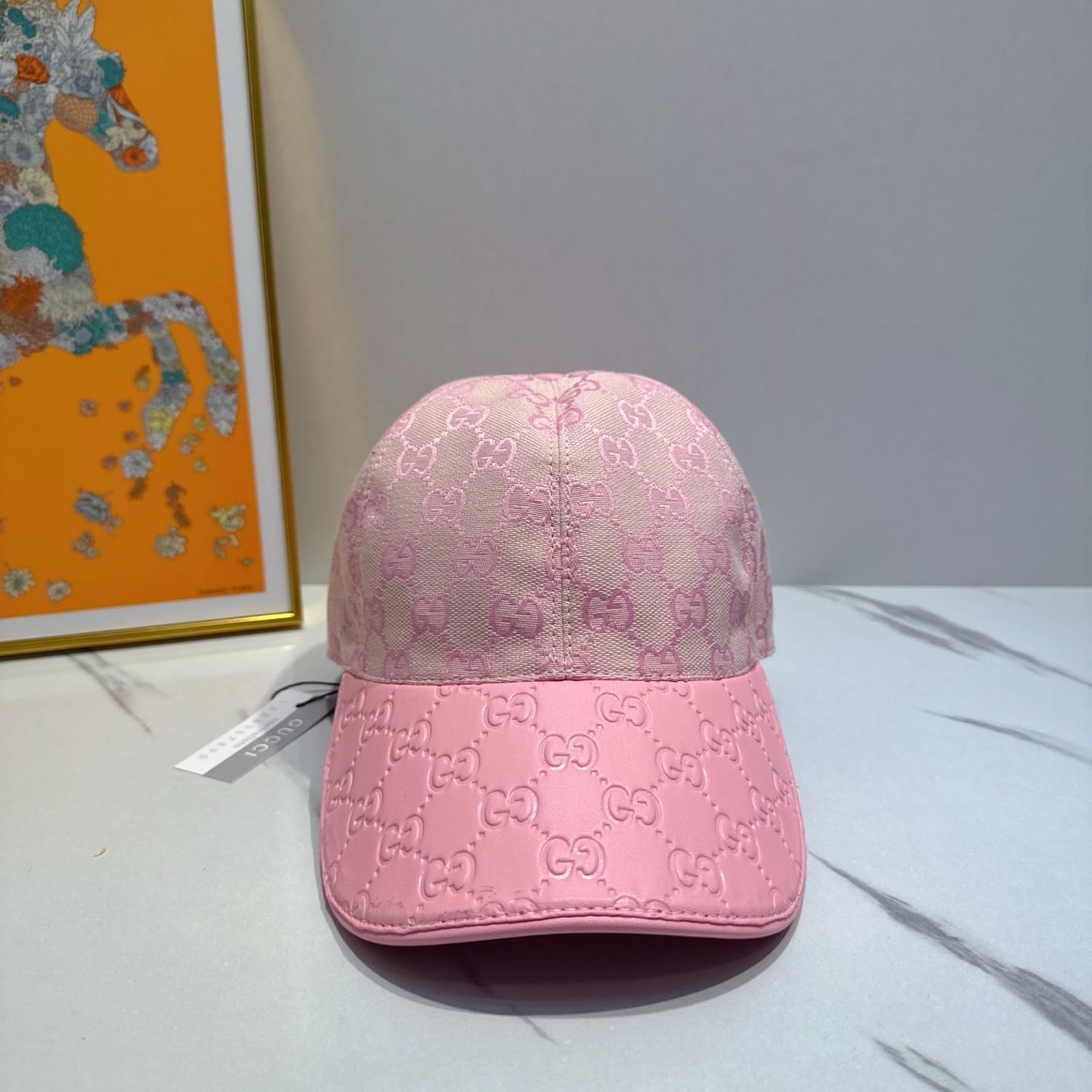 Gucci Pink GG Baseball Cap - Gucci Pink GG Jacquard Baseball Cap