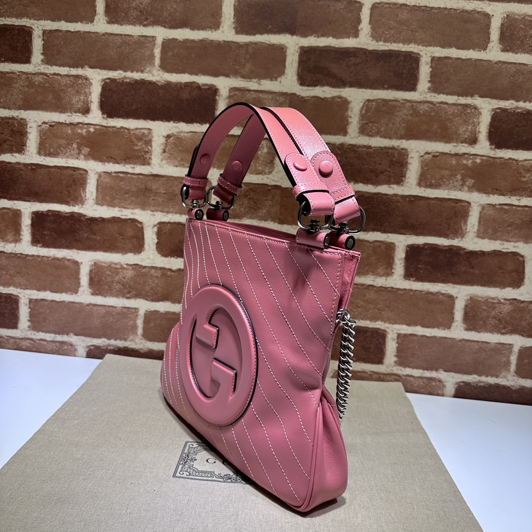 Gucci Pink Stitched Leather Small Blondie Shoulder Bag