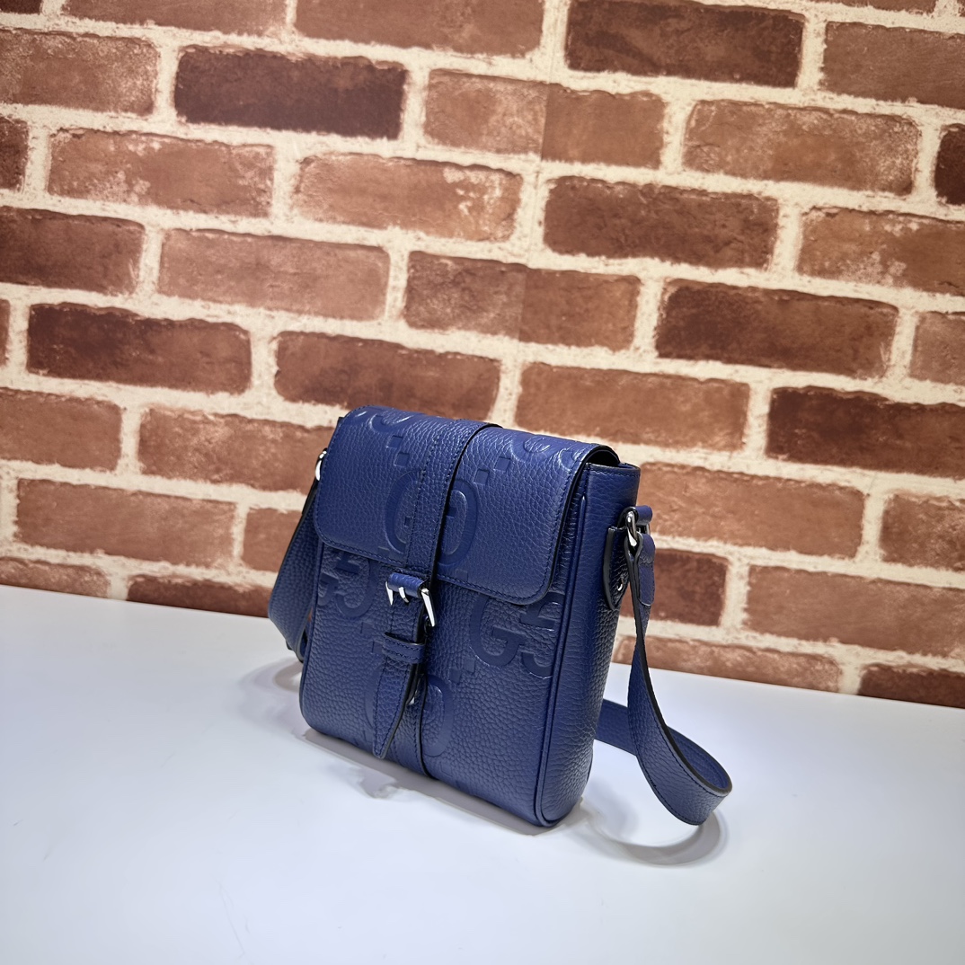 GUCCI Piuma Calfskin Jumbo GG Embossed Small blue