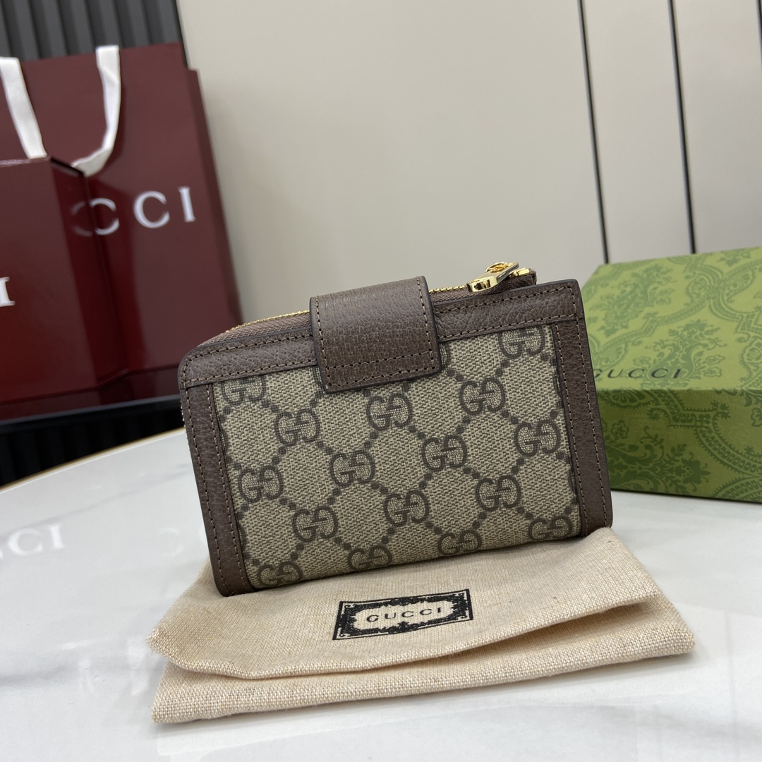Gucci Portacarte Ophidia in tessuto Supreme beige e marrone