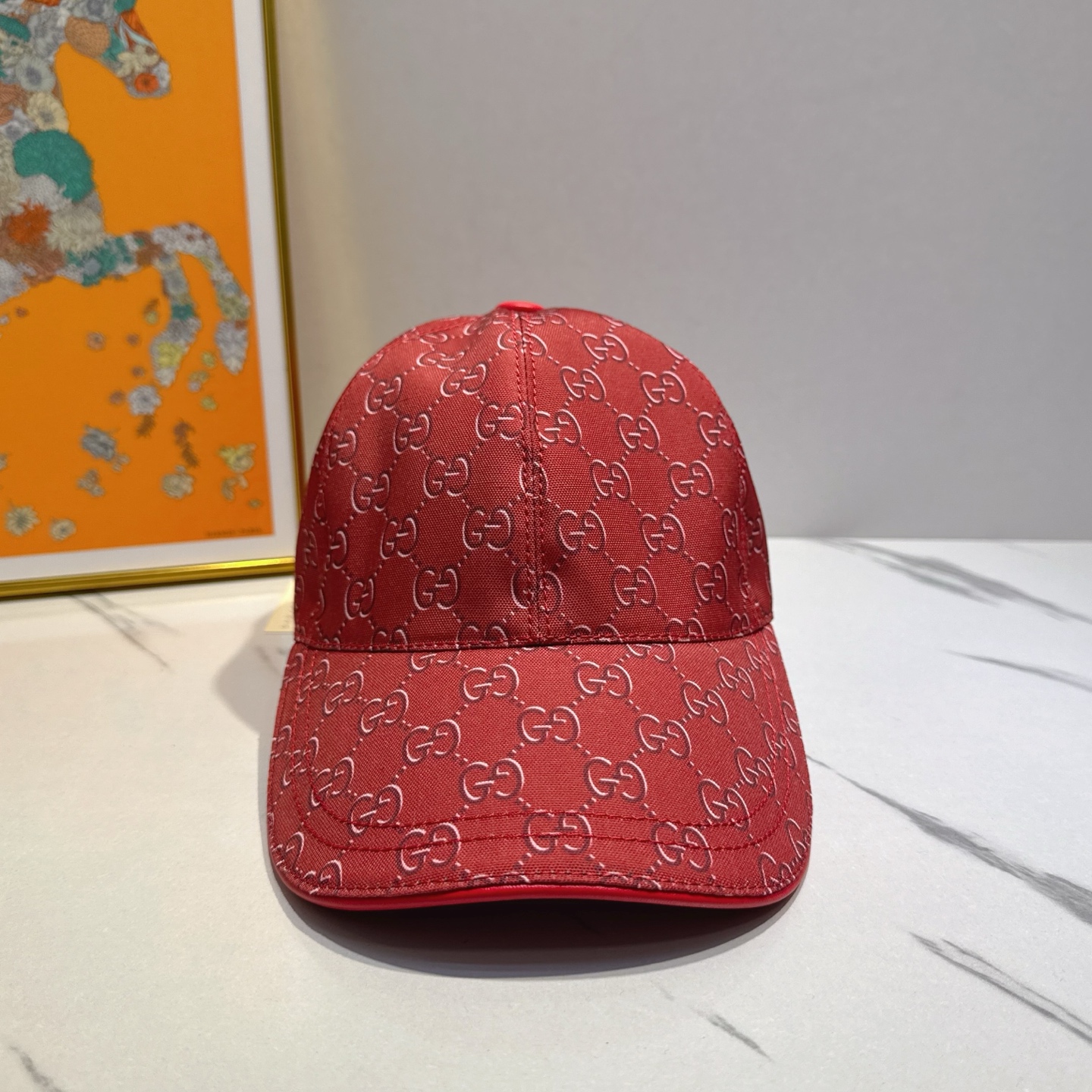 Gucci Red Jacquard GG Cap - Designer Baseball Hat