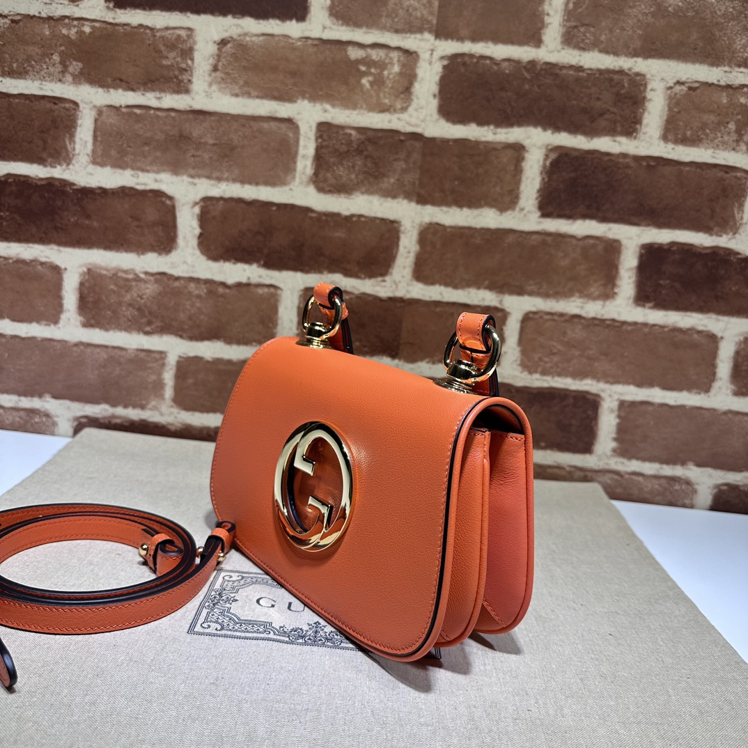 GUCCI Roxy Calfskin Mini Blondie Chain Shoulder Flap Bag Deep Orange 1442657 |
