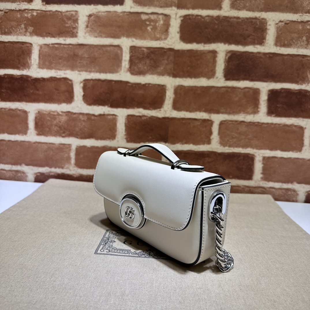 GUCCI Senna Calfskin Petite GG Top Handle Shoulder Bag