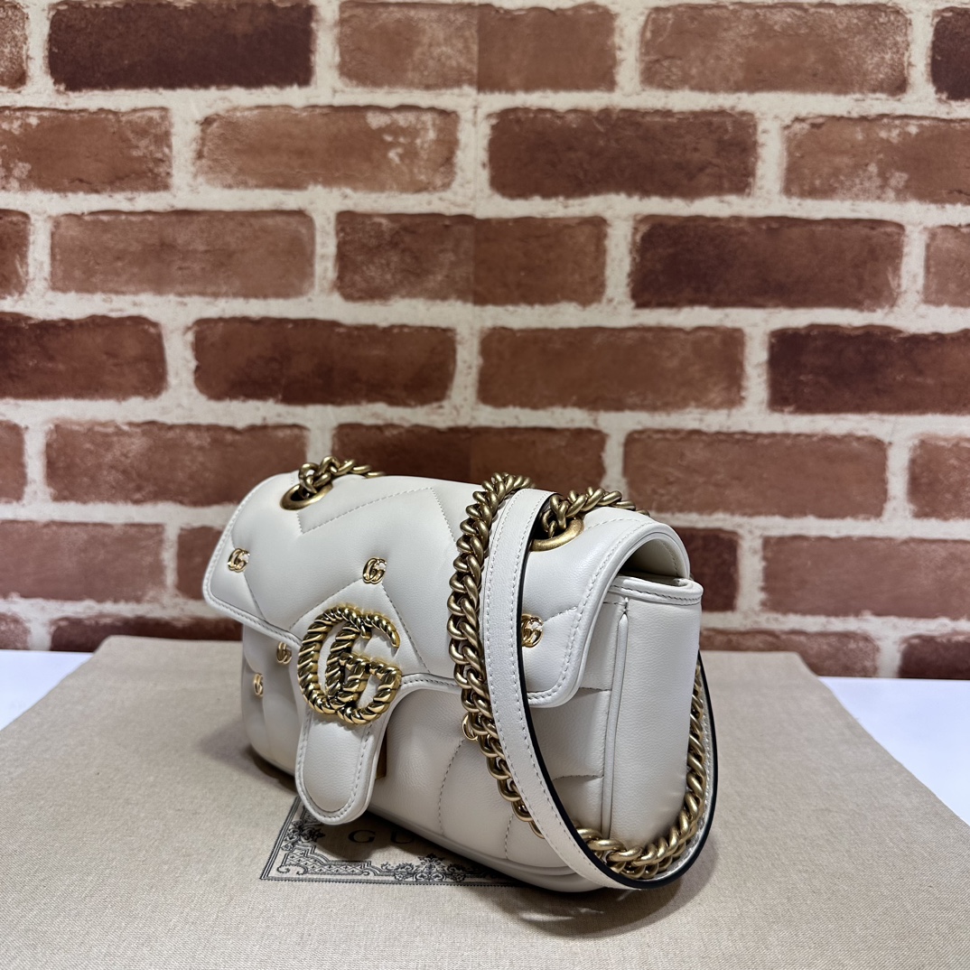 Gucci Small GG Marmont Shoulder Bag | White |