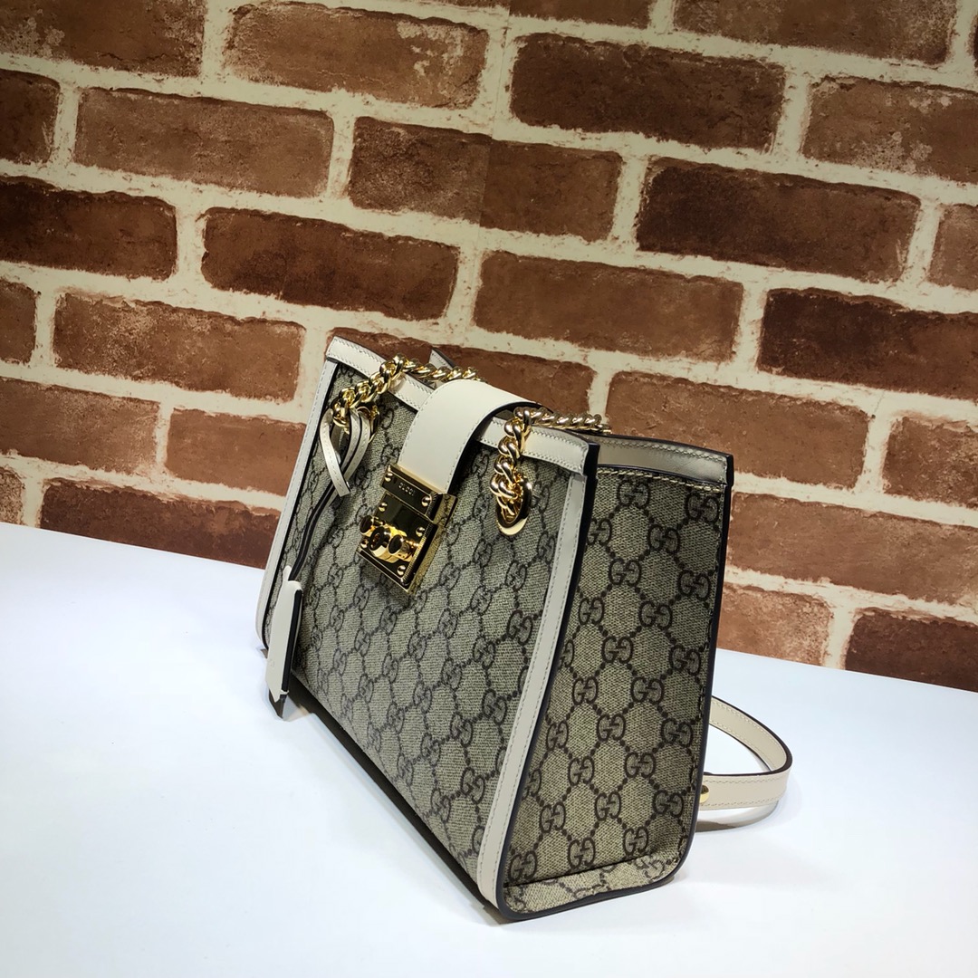 Gucci Small GG Supreme Padlock Shoulder Bag White