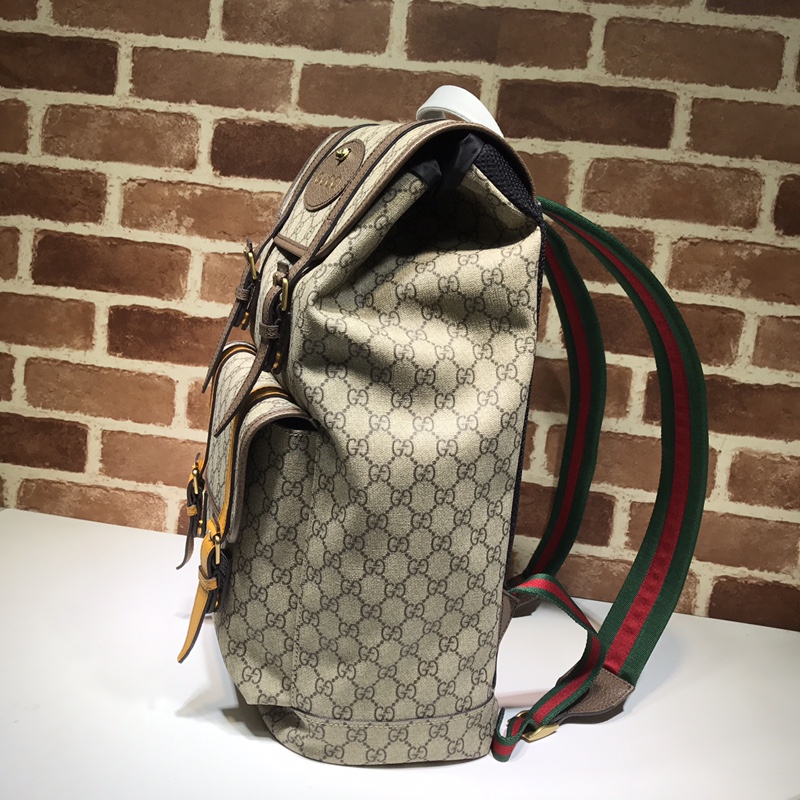 GUCCI Soft GG Supreme Monogram Neo Vintage Double Buckle Backpack Beige New