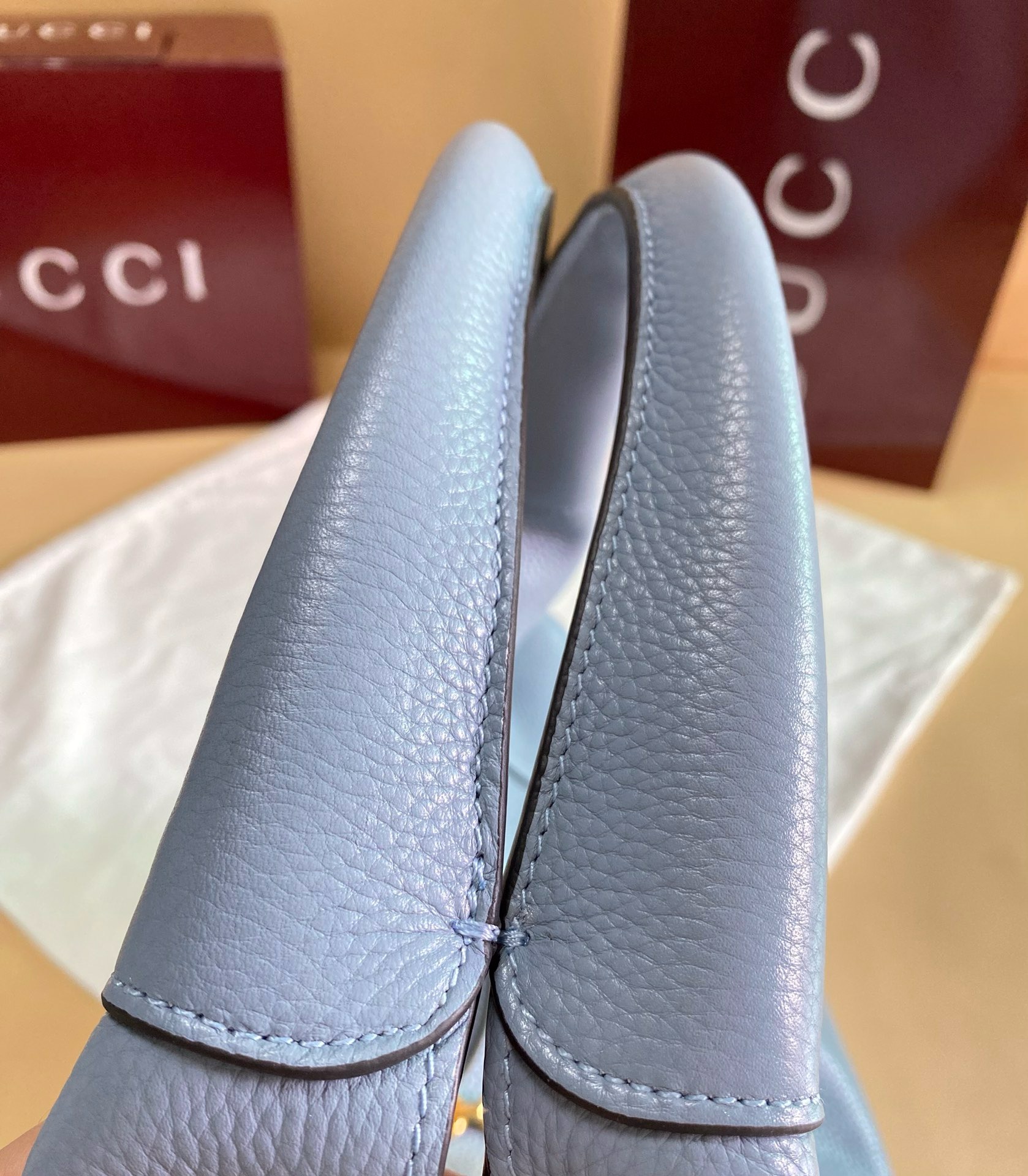 Gucci Dusty Blue Horsebit Hobo Bag | Stunning 2024 Premium Leather