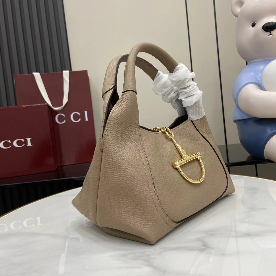 Gucci Softbit medium top handle bag in taupe leathe