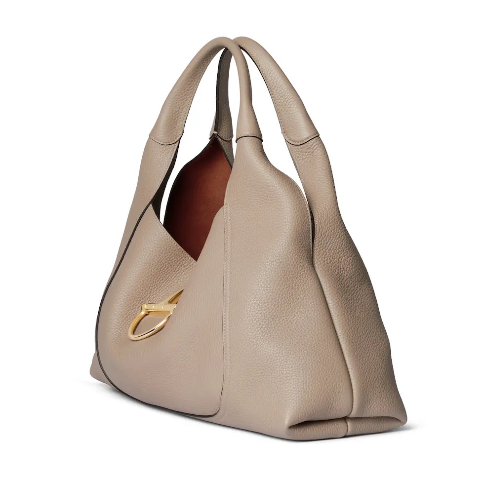 Gucci Softbit medium top handle bag in taupe leather