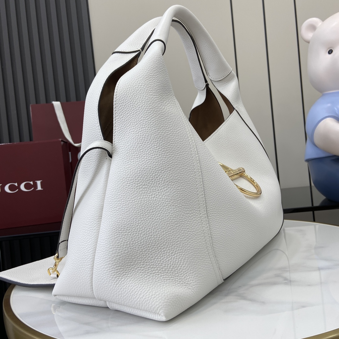Gucci Softbit medium top handle bag in white leather