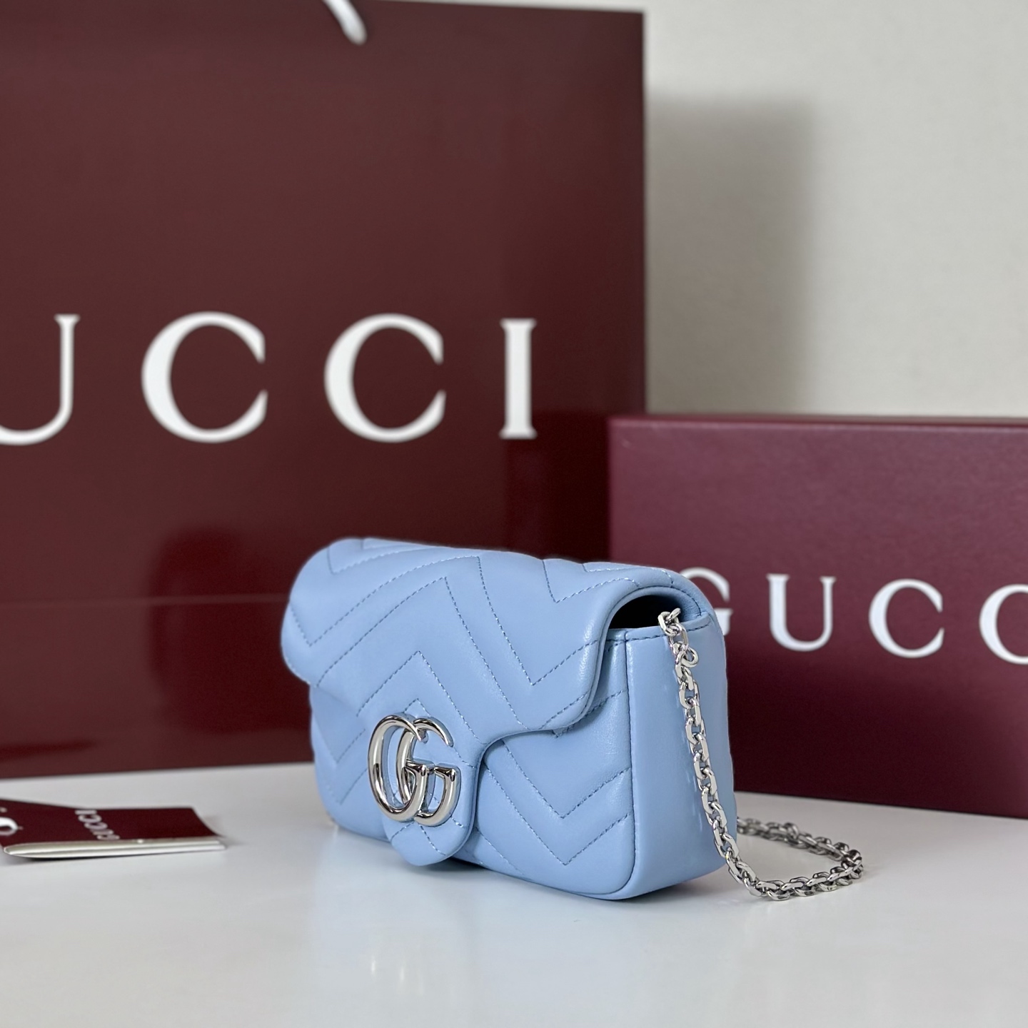 Gucci Super Mini GG Marmont Bag - Blue Mini Bags, Handba