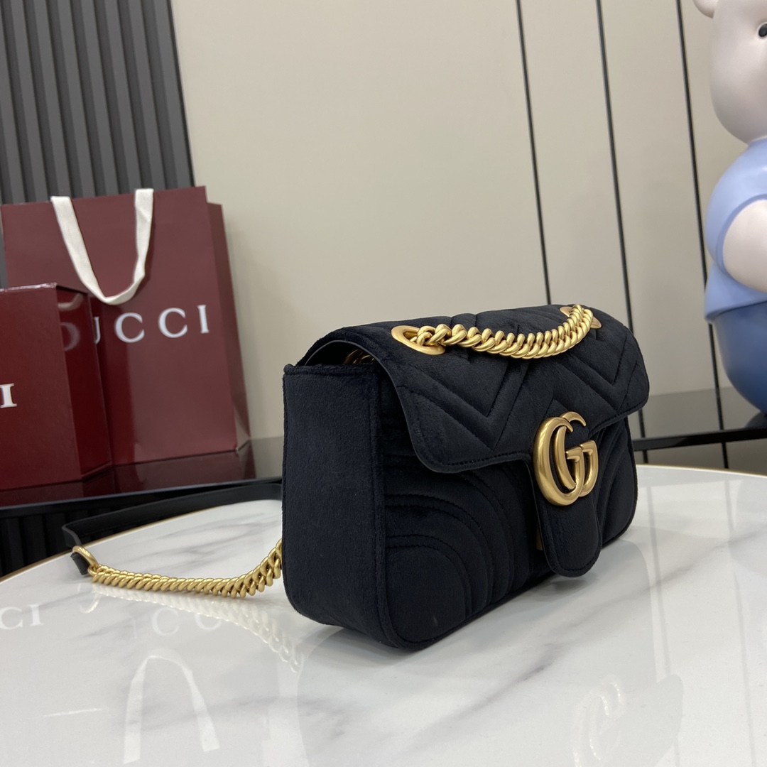 Gucci Tas Suede Tas Shoulder-bag Gucci GG Marmont Flap