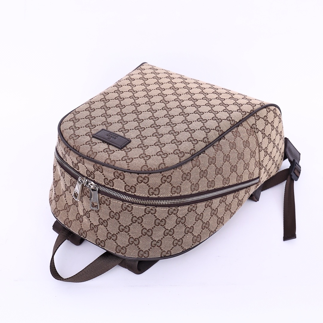 Gucci Top Handle Bag Backpack Logo Travel Monogram Beige Brown GG Canvas