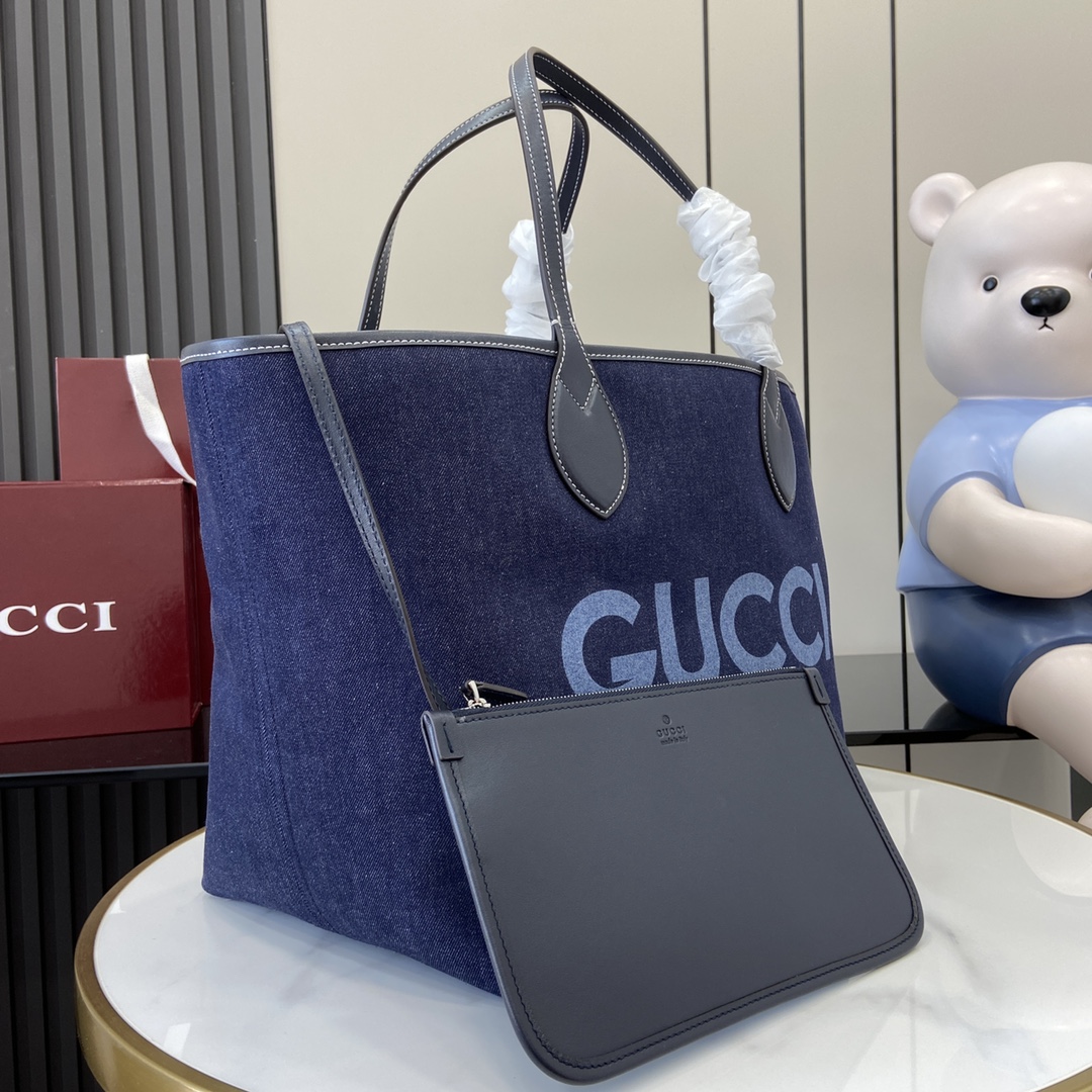 Gucci Totissima small reversible tote in dark blue denim