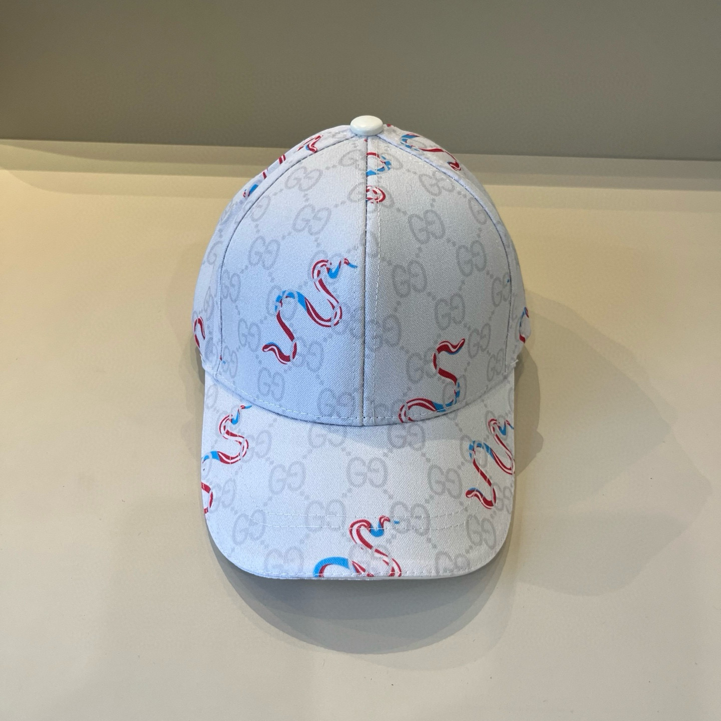 Gucci Snake Print Baseball Cap - Gucci White Snake Print Baseball Cap