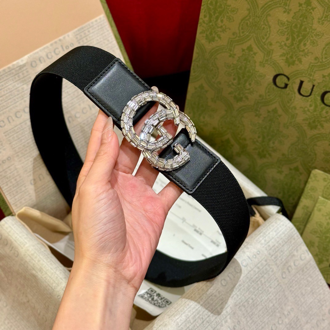 GucciDouble GG Buckle Belt With Crystals