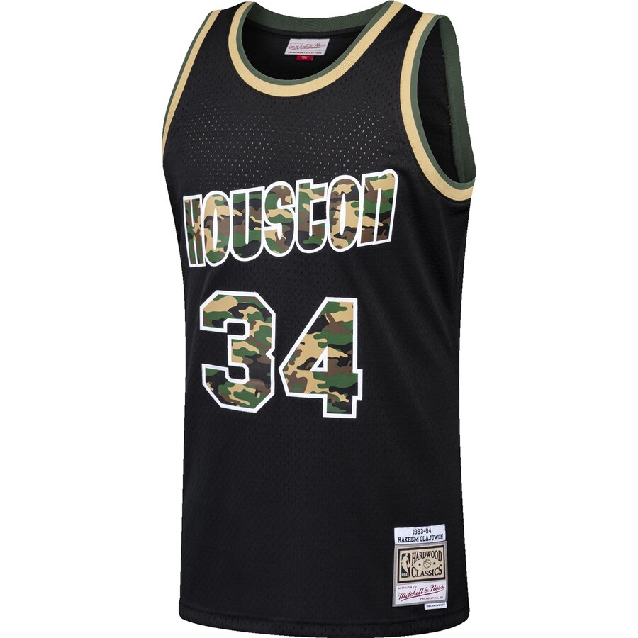 Hakeem Olajuwon #34 Camo Swingman Jersey – Outstanding Mitchell & Ness Black