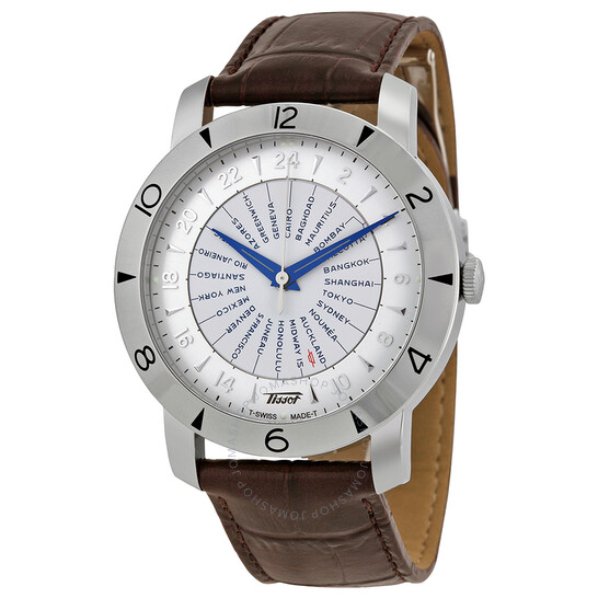 Heritage Navigator Silver Dial Brown Leather Men's Watch T0786411603700