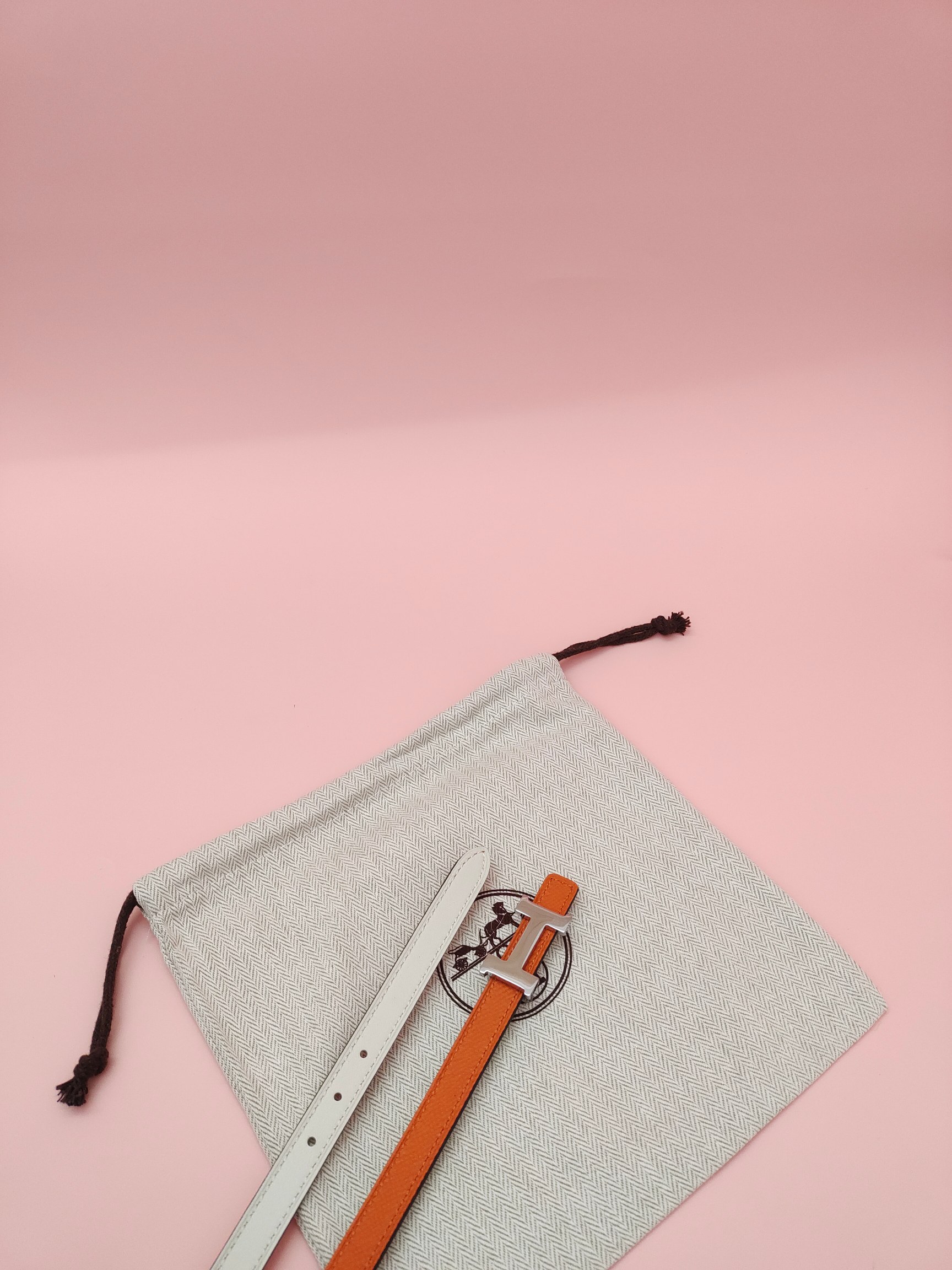 HermÃ¨s Belt Orange Epsom Calfskin with Silver H Buckle