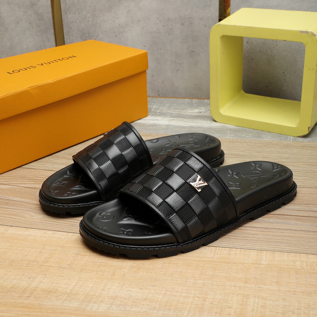 LV Black Damier Padded Slides - Designer Comfort
