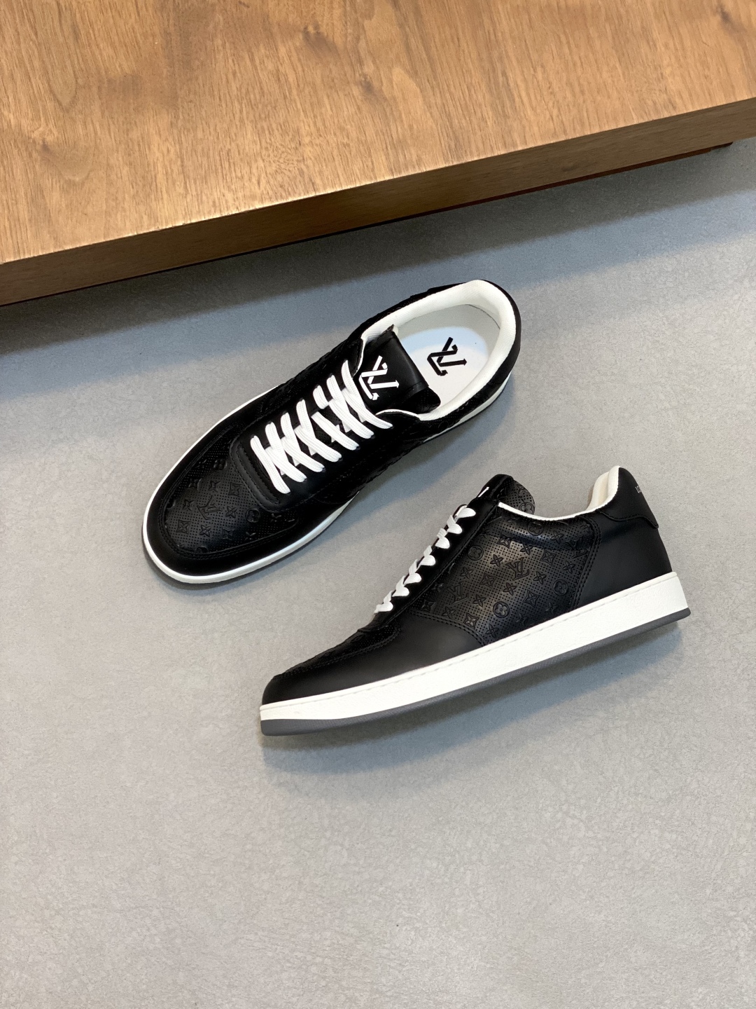 HermÃ¨s Black White Monogram Calfskin Sneakers