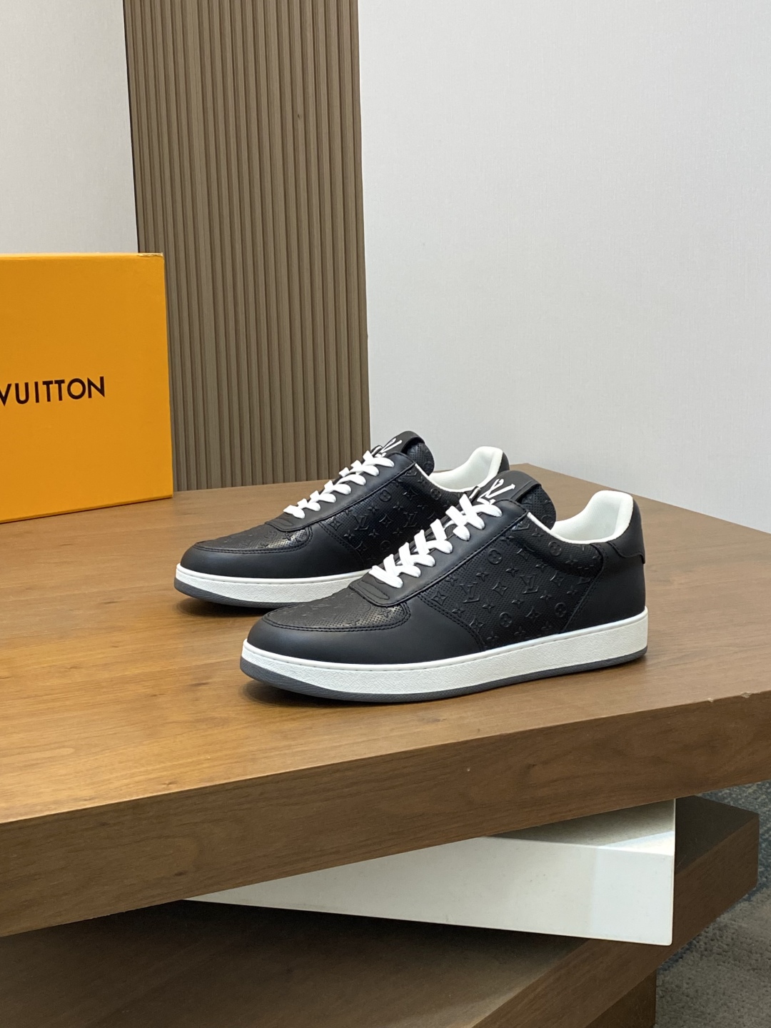 HermÃ¨s Black White Monogram Calfskin Sneakers