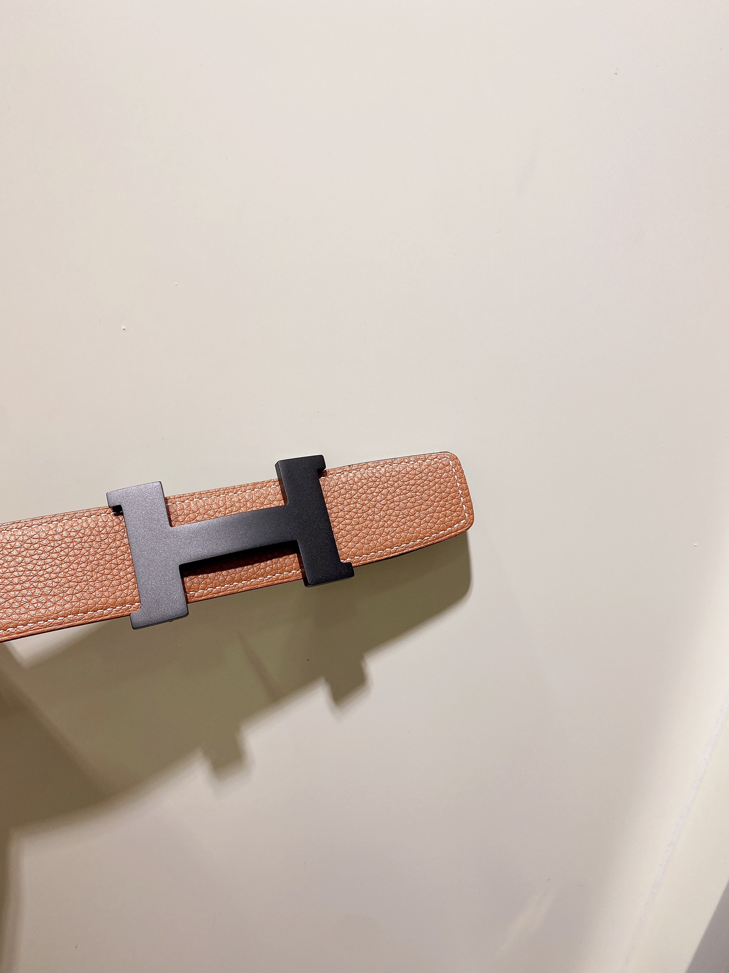 HermÃ¨s Brown Leather Belt with Black H Buckle