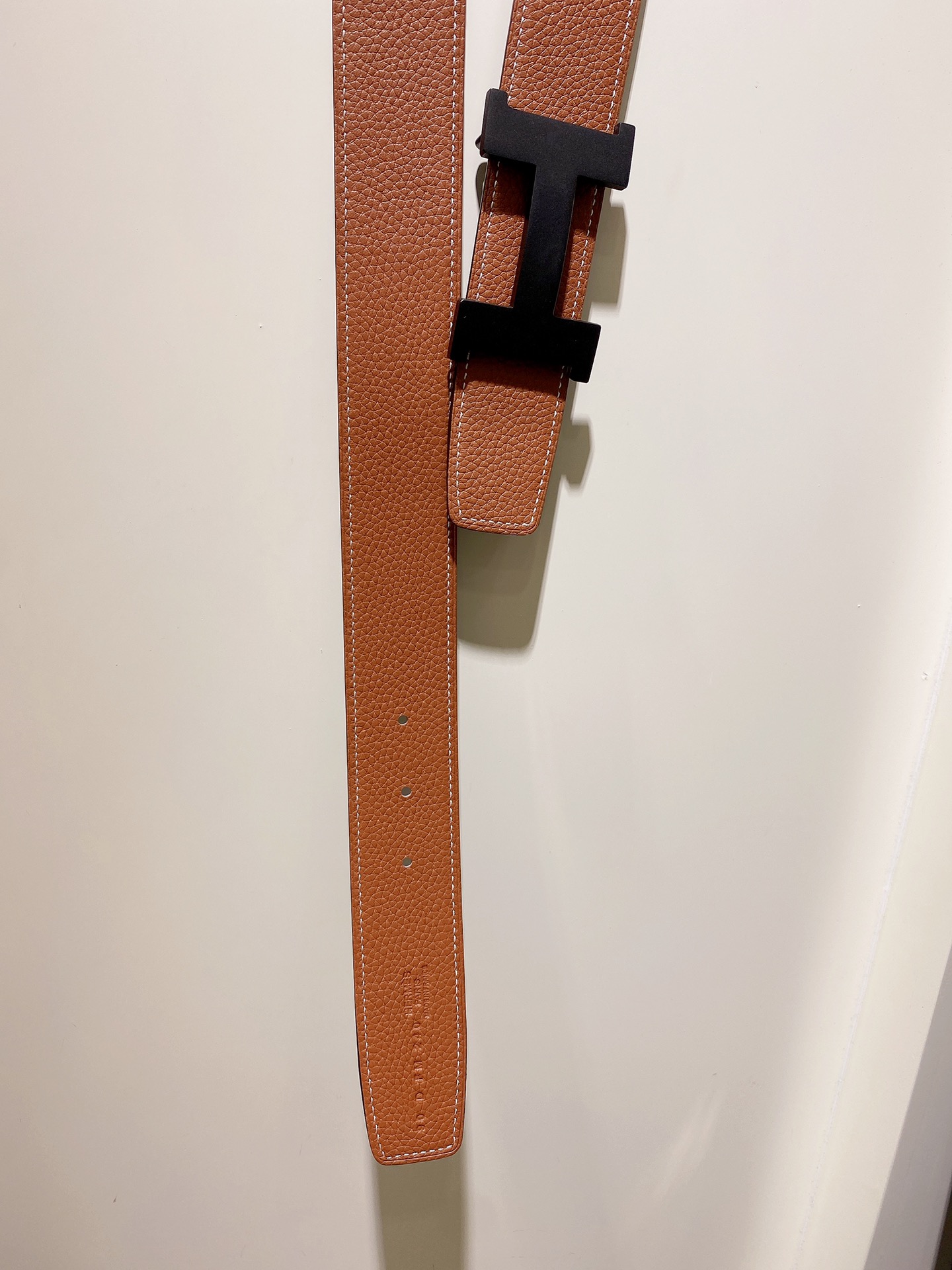 HermÃ¨s Brown Leather Belt with Black H Buckle