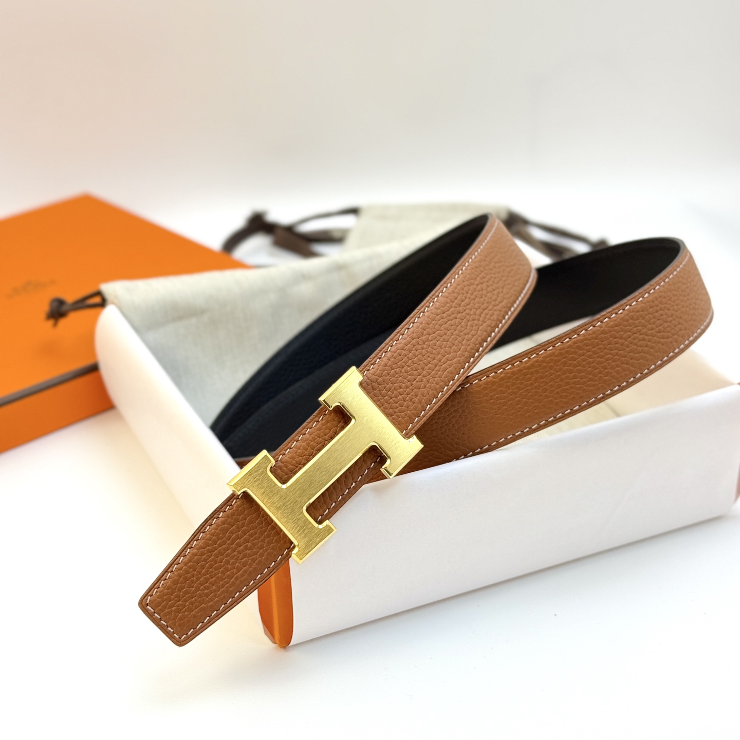 HermÃ¨s Constance 32mm Belt in Black Togo Leather with Gold â€œHâ€ Buckle