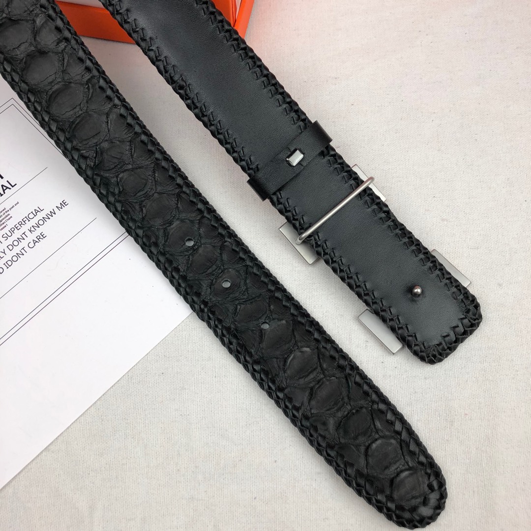Hermès Constance Belt 32mm in Black Crocodile-Embossed Leather with Palladium “H” Buckle