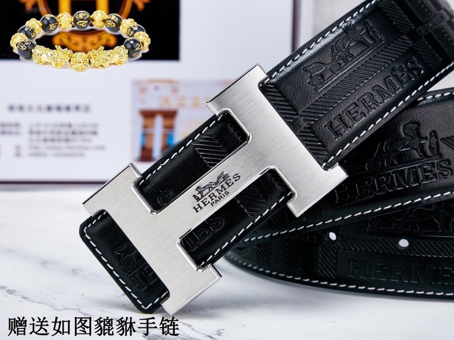 Hermès Constance Belt 32mm in Black Embossed Calfskin with Palladium “H” Buckle