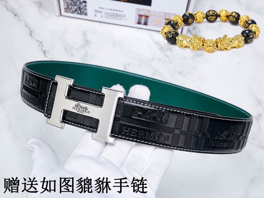Hermès Constance Belt 32mm in Black Embossed Calfskin with Palladium “H” Buckle