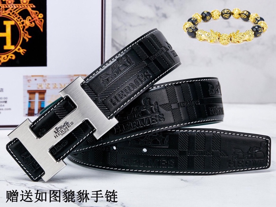 Hermès Constance Belt 32mm in Black Embossed Calfskin with Palladium “H” Buckle